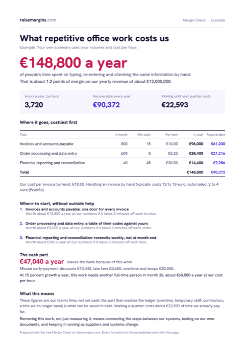 Example of the one-page summary